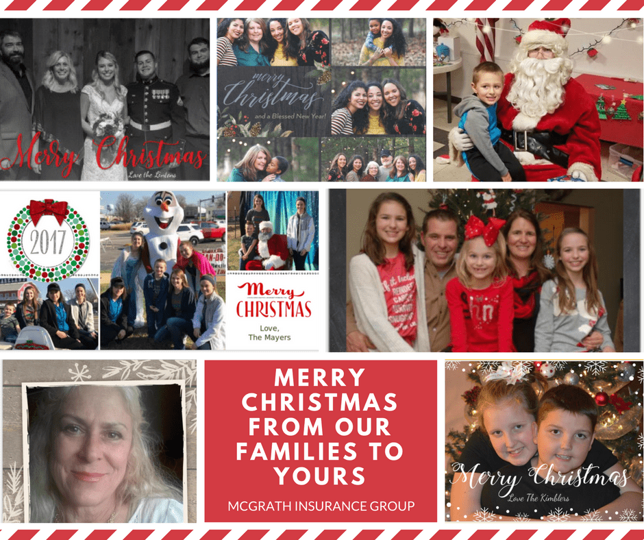 McGrath Insurance Group staff and families celebrating Christmas at annual holiday gathering.